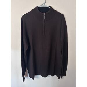 Pronto Uomo mens size XXL Extra Fine Merino Wool 1/4 Zip Pullover Sweater Brown
